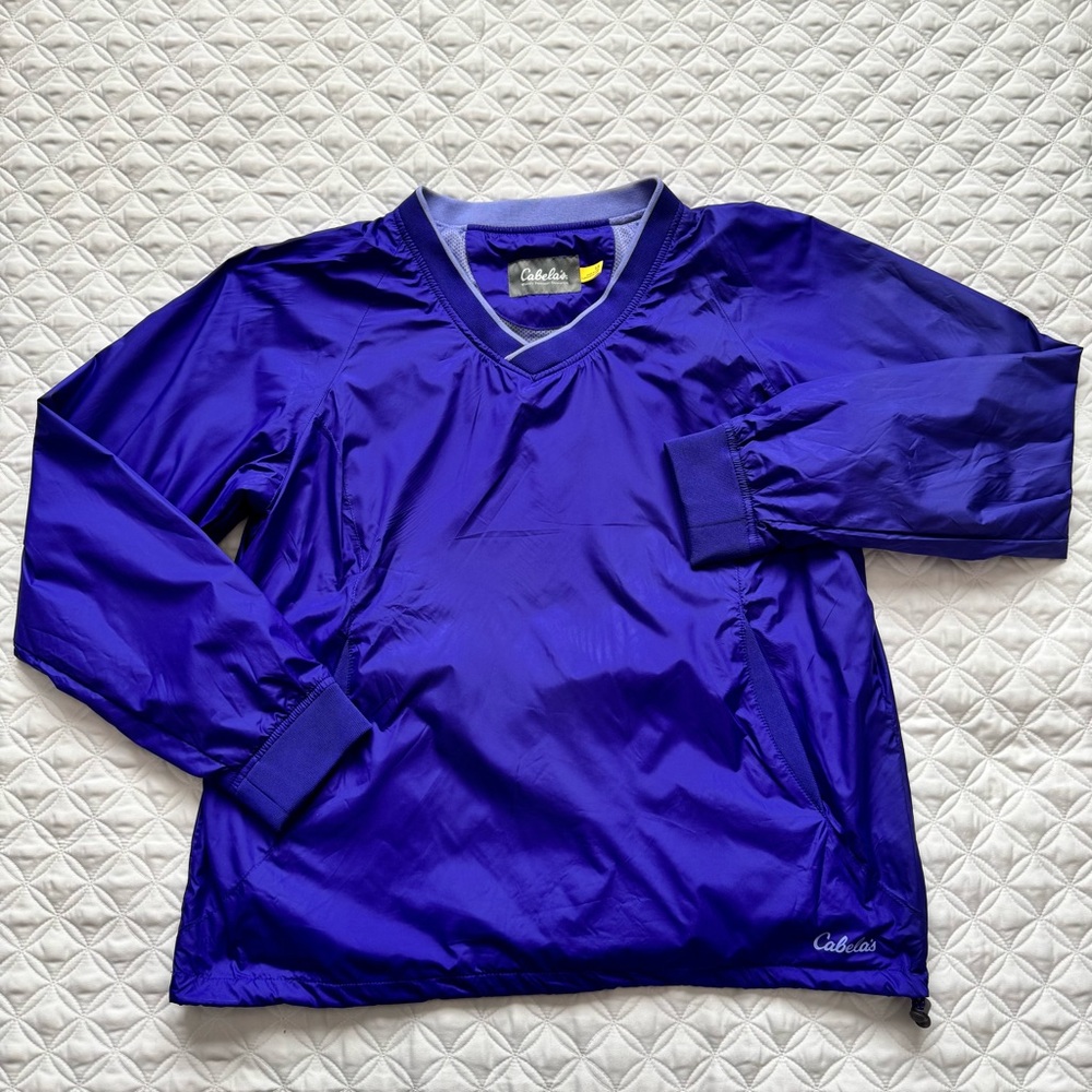 Cabela's Purple V-Neck Windbreaker Pullover Rain Jacket Size L
